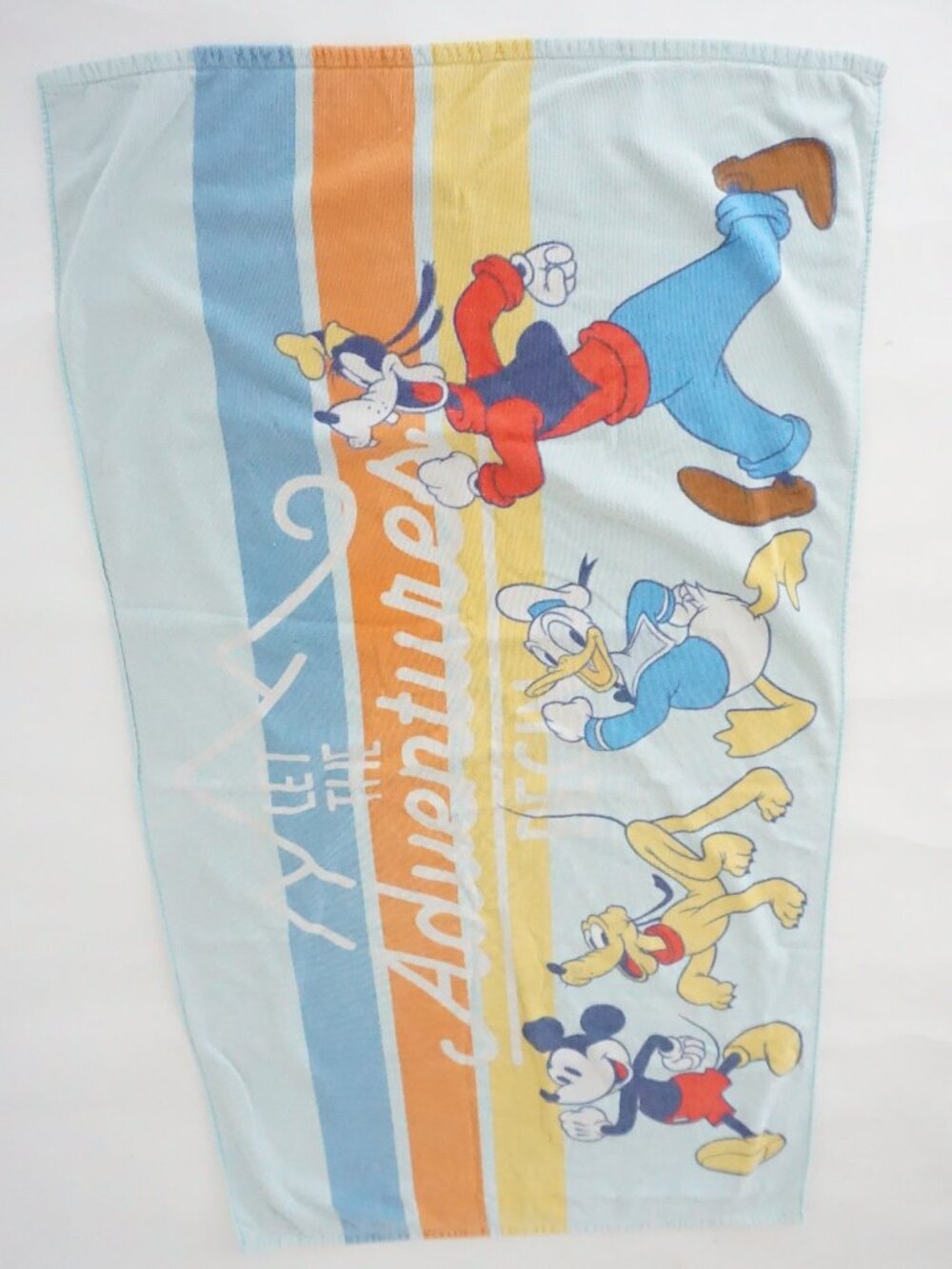 Disney Blue Mickey Mouse Pluto Donald Duck Goofy Striped Beach Poolside Towel OS